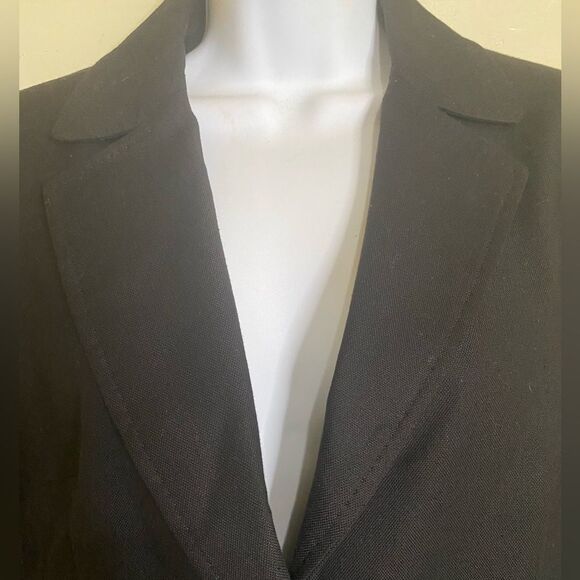 Talbots SZ 8 Equestrian Black Linen Cotton Blend Blazer Unique Double Pockets - Picture 10 of 10